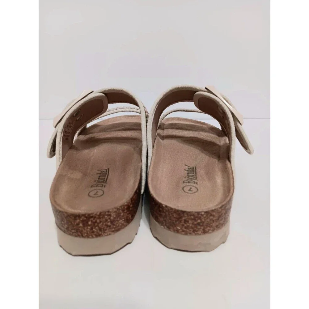 Bjorndal Anne Marie Woven Footbed Sandals Multicolored Strap Corked Sole Sz 7M